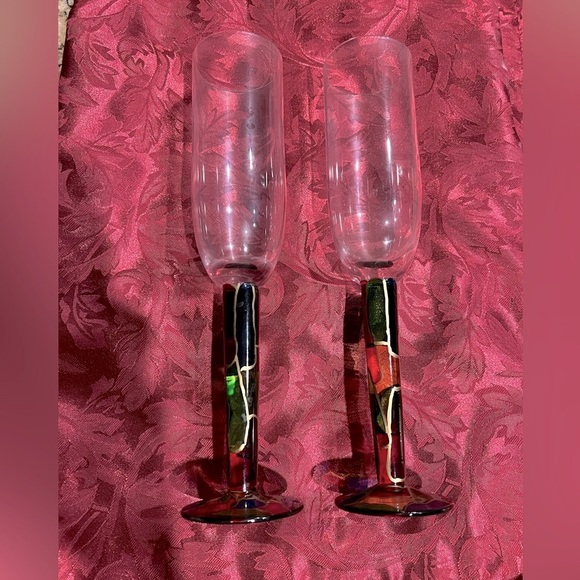 Stimas Romanian wine glass champagne flute pair - Picture 2 of 5